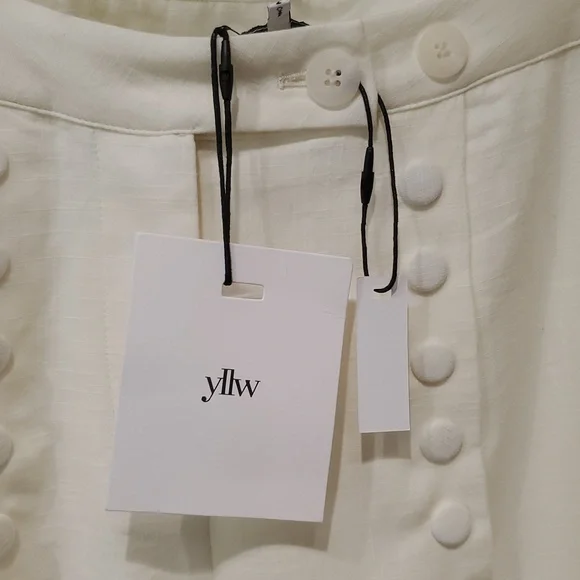 NWT Fabio Linen Mid-rise Snap Wide-leg Trousers By Yellow The Label  Size XS - Picture 7 of 12